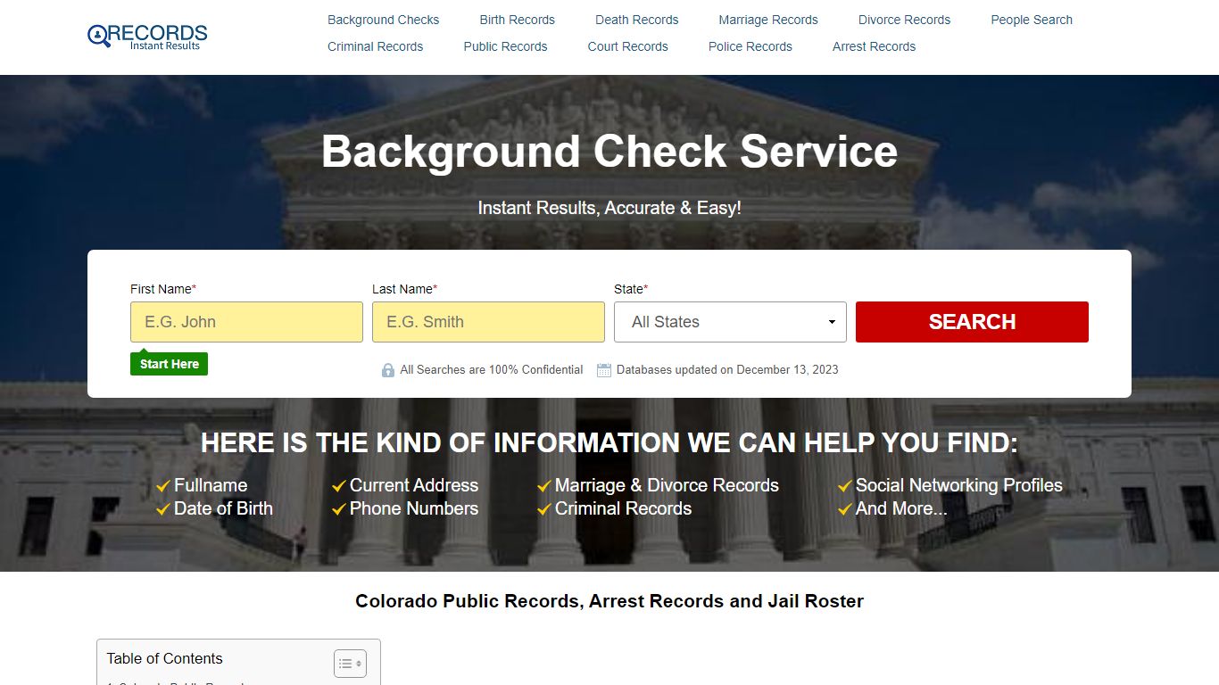 Colorado Public Records, Arrest Records and Jail Roster